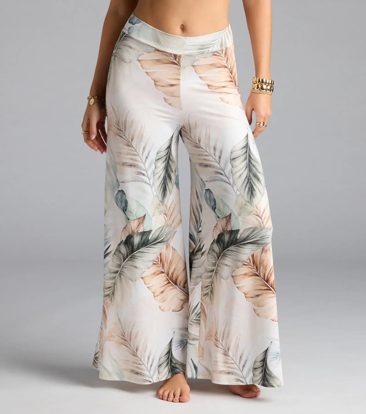 Mornings In Tulum Tropical Wide-Leg Pants