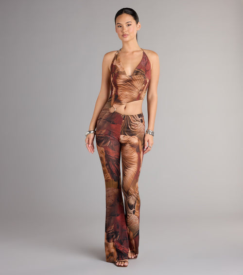 Off Duty Muse Abstract Print Cutout Jumpsuit