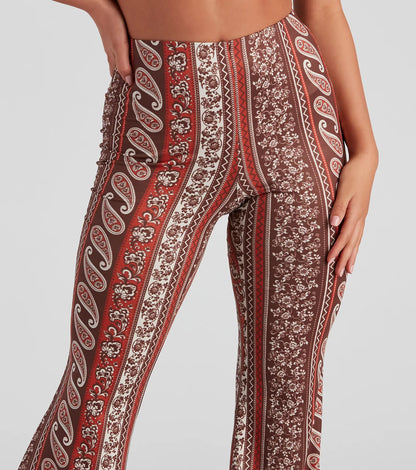Cool Vibes Border Print Flare Pants