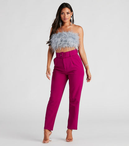 Perfectly Polished Belted Dress Pants