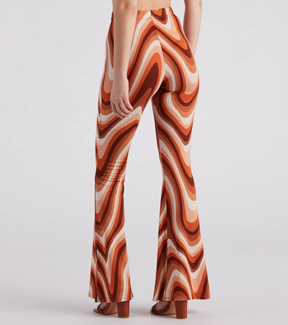 Move It Groove It Swirl Print Flare Pants