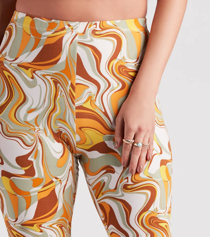 Swirl Of Attraction Printed Flare Pants