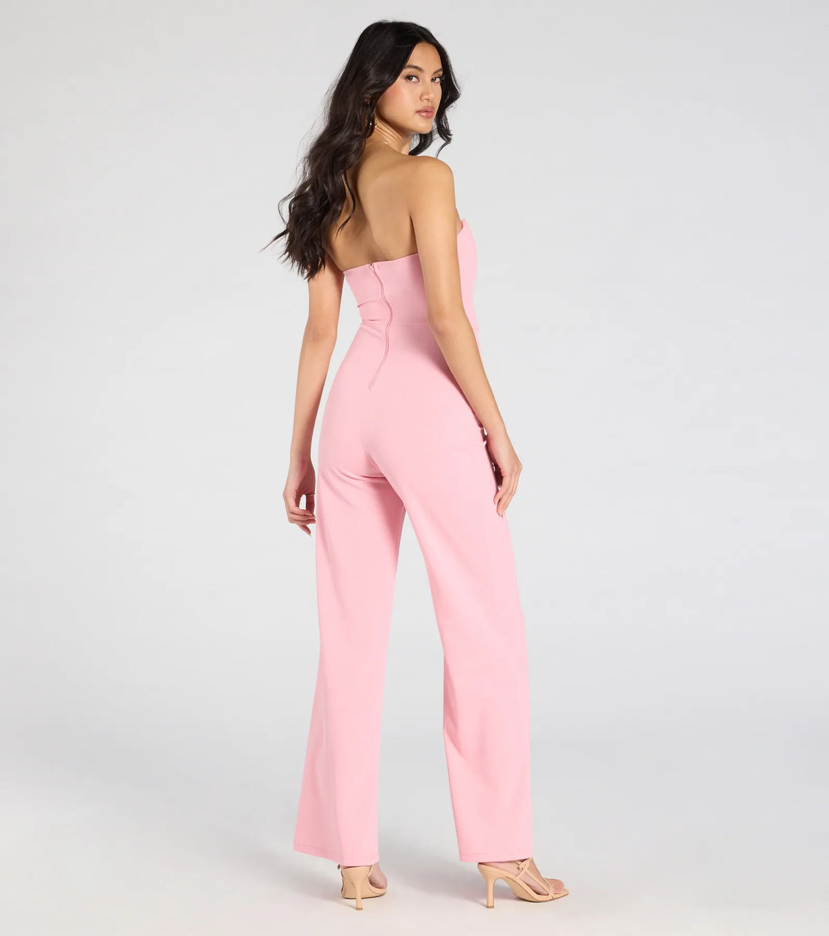 Sultry Babe Strapless Corset Wide-Leg Jumpsuit