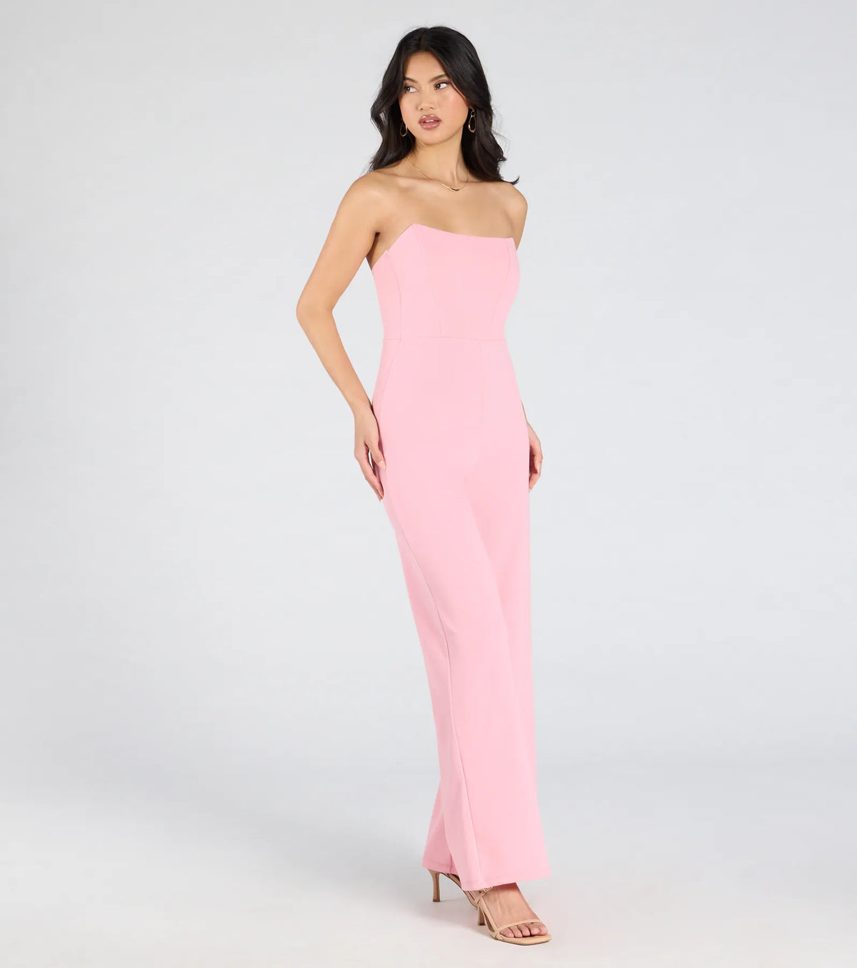Sultry Babe Strapless Corset Wide-Leg Jumpsuit