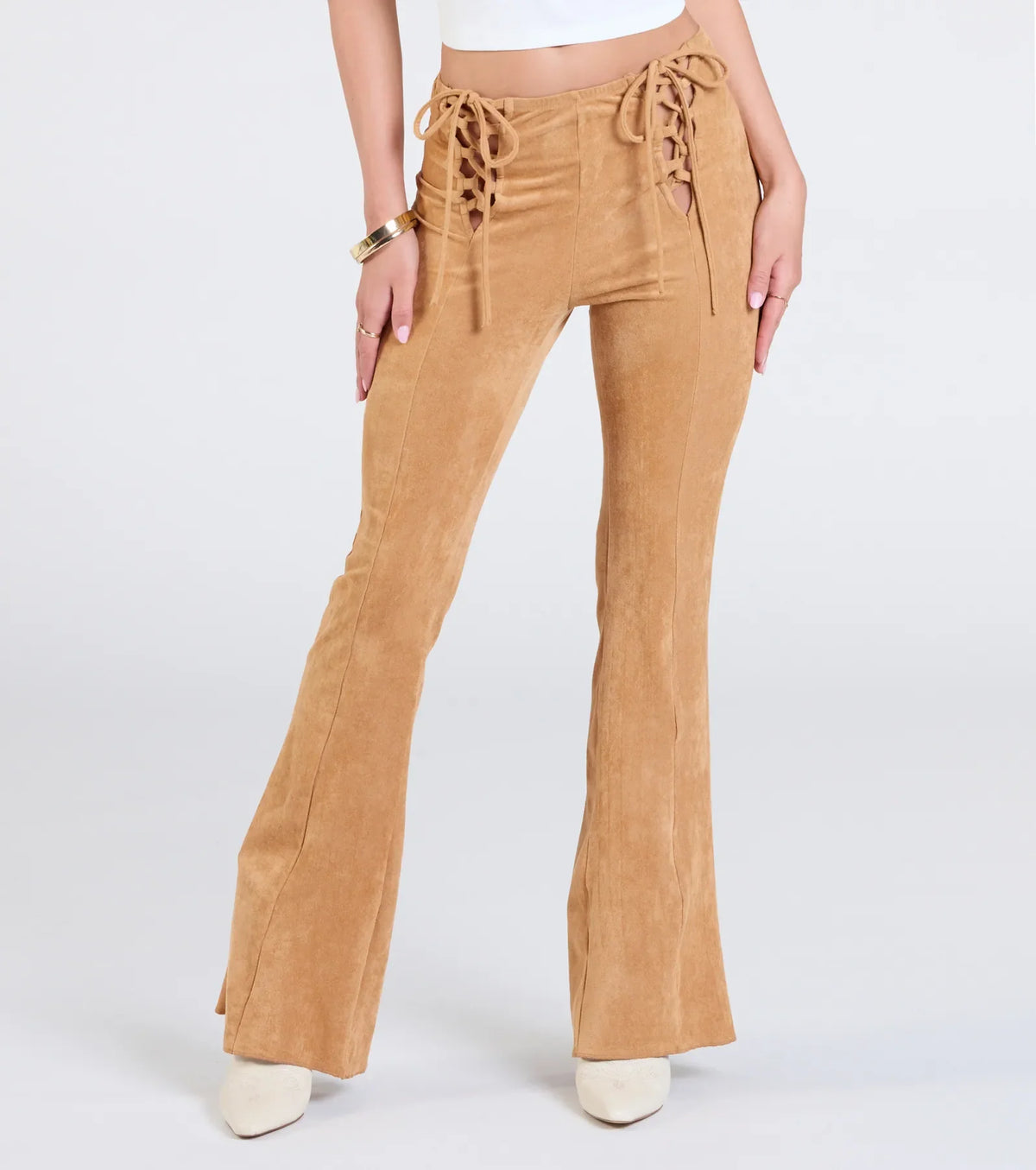 A Dose Of Attitude Lace-Up Flare Pants