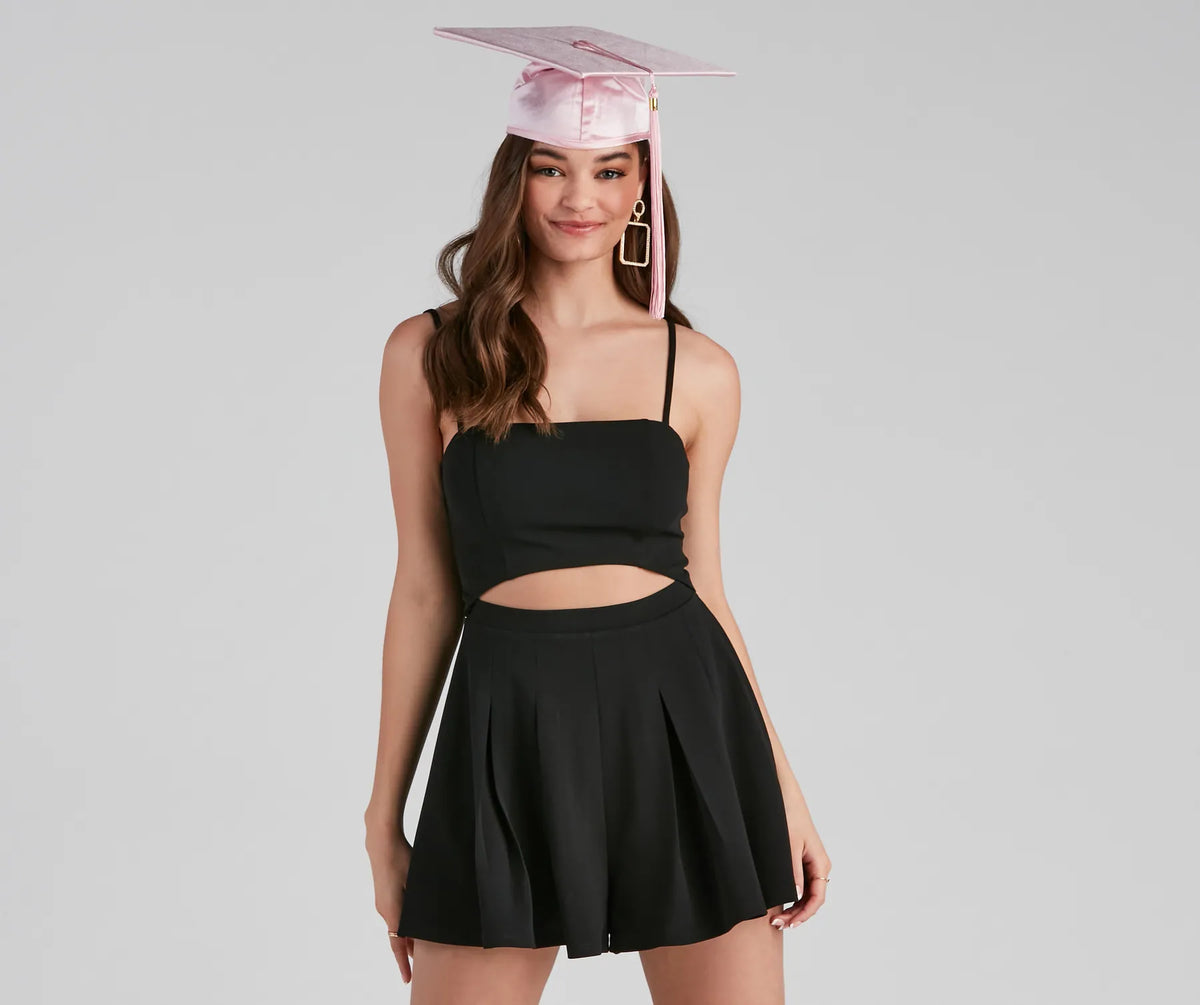Standing Ovation Crepe Pleat Romper