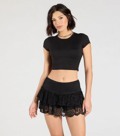 Flirty Feels Ruffled Lace Mini Skort