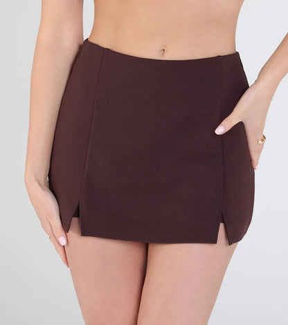 Set For Perfection Slit Ponte Skort