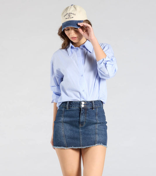 Cute Expectation Mid-Rise Denim Mini Skirt