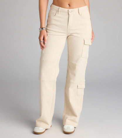 Catch Me In Cargo Mid-Rise Straight-Leg Jeans