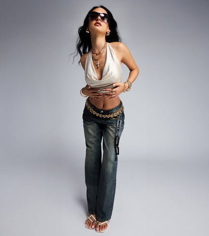 Off Duty Vibe Mid Rise Wide Leg Denim Jeans