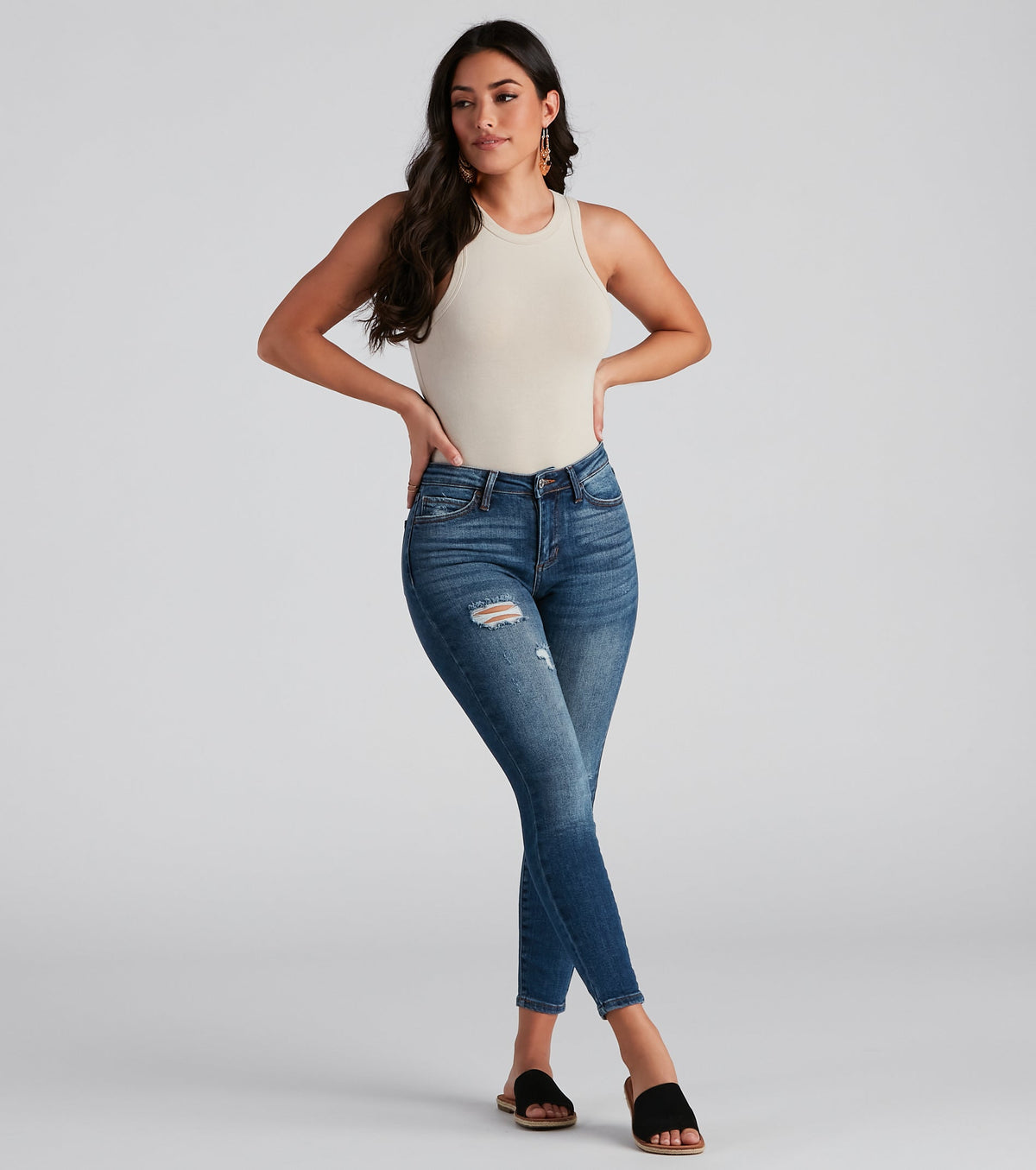Hit The Jackpot Mid Rise Skinny Jeans