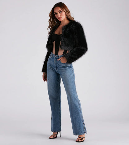 Low-Key Slay High Rise Wide Leg Slit Denim Jeans