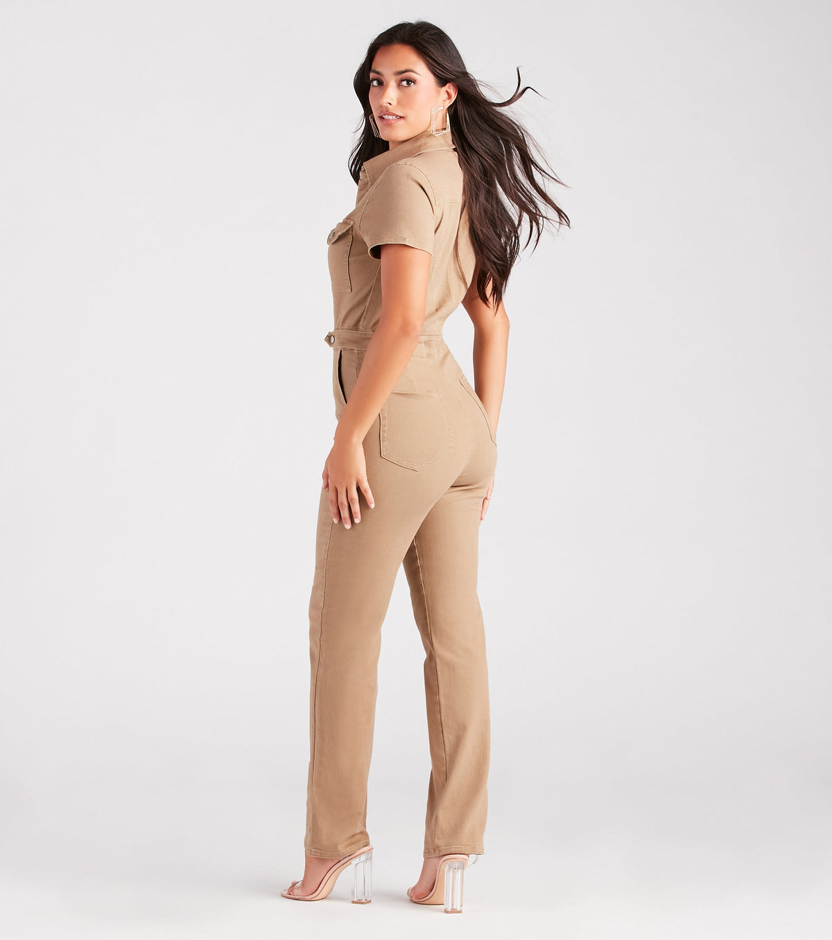 Casual-Cool Utility Denim Jumpsuit