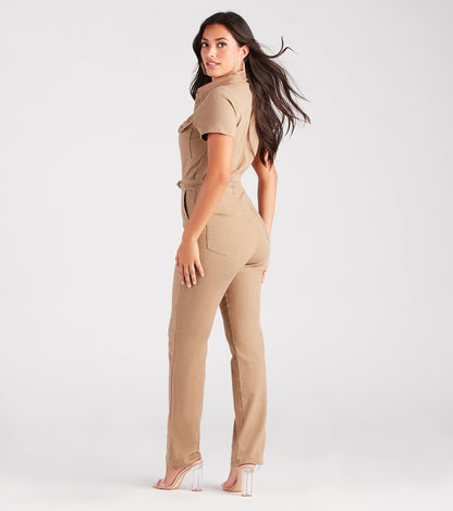 Casual-Cool Utility Denim Jumpsuit