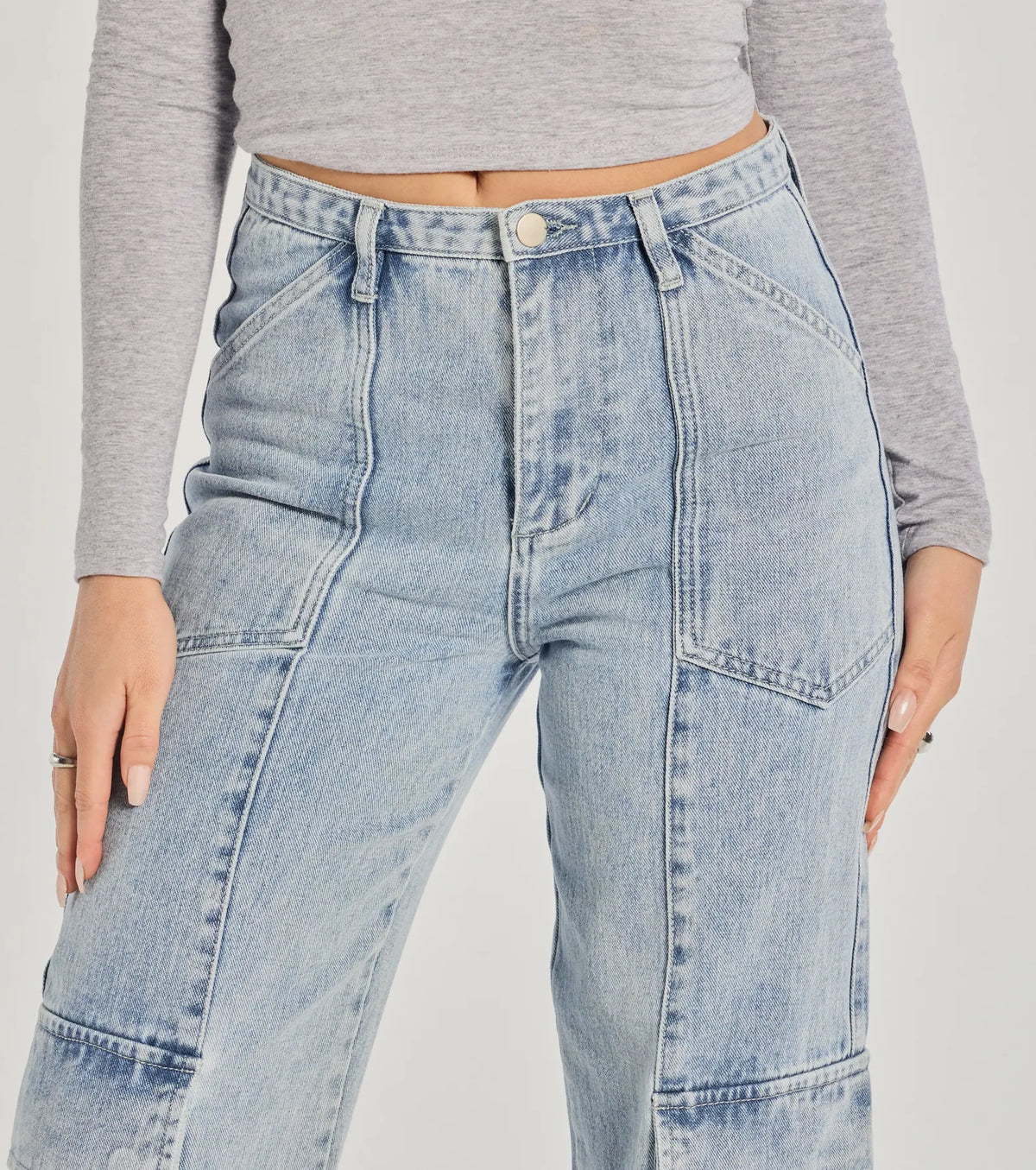 Streetwear Vibe High-Rise Cargo Denim Jeans