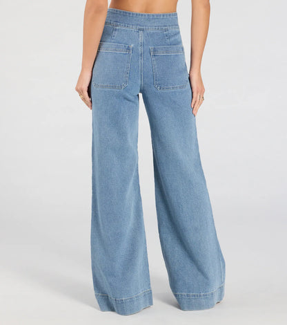 Extra Trendy High Rise Wide Leg Trouser Denim Jeans