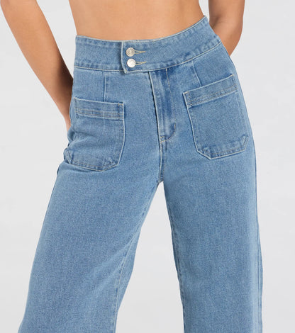 Extra Trendy High Rise Wide Leg Trouser Denim Jeans