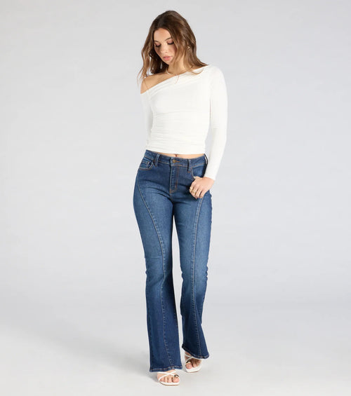 Make A Scene Mid-Rise Flare Denim Jeans