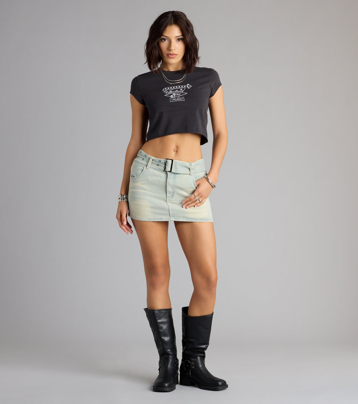 Serve Shape Denim Belted Skort