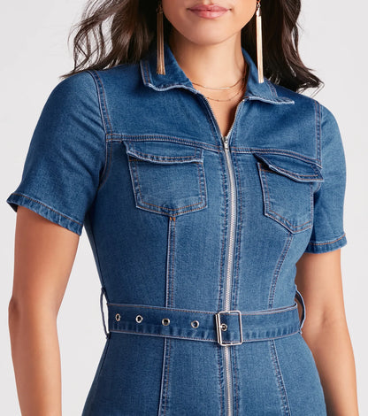 Style In Check Utility Denim Romper