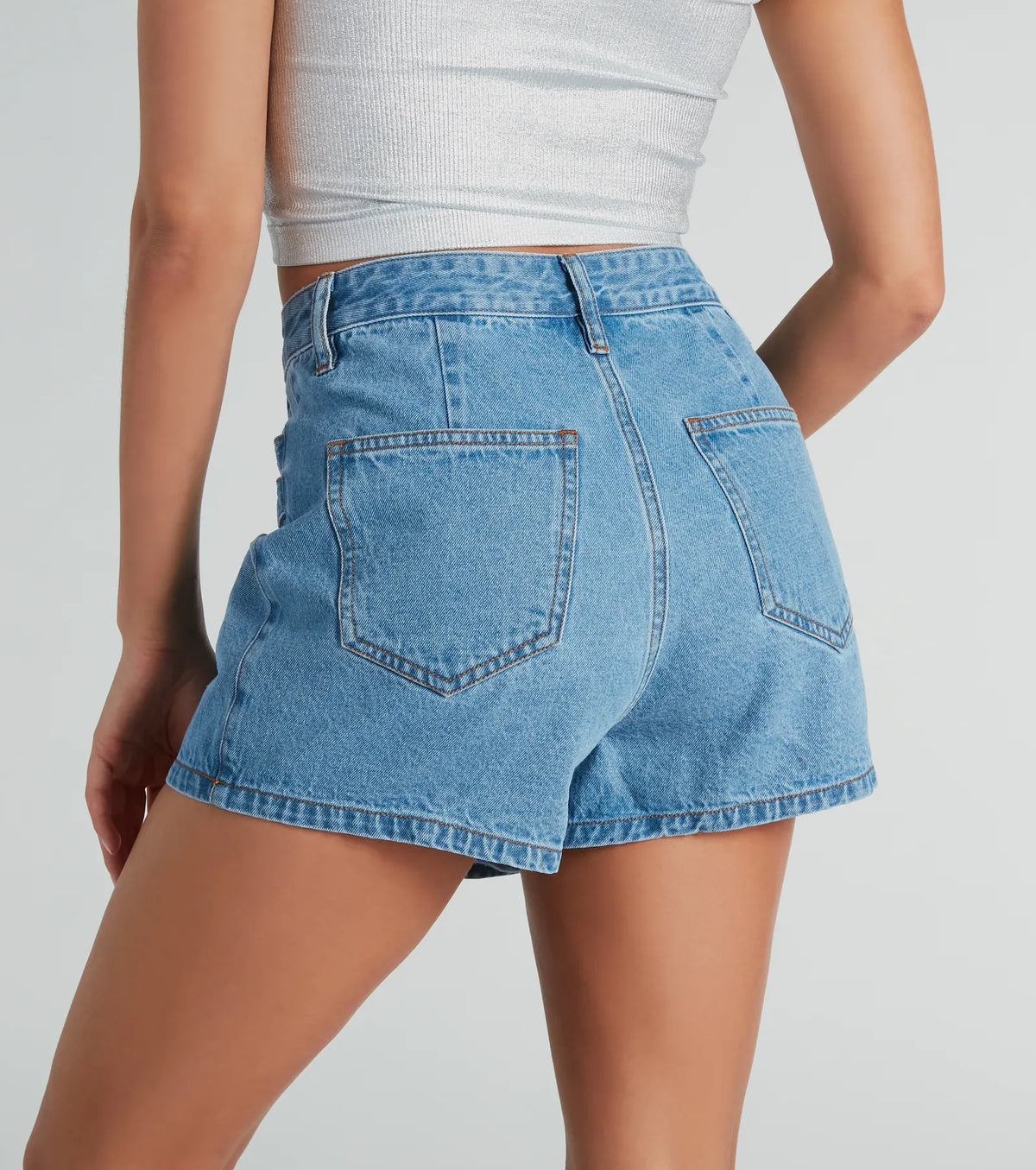 Coolest Deets Wrap-Front Denim Cargo Skort