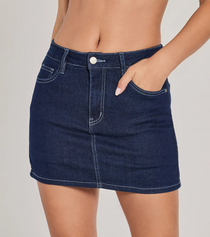 Admirable Aesthetic Mid-Rise Denim Skort