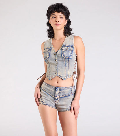 Stand Out Mid-Rise Denim Hot Shorts