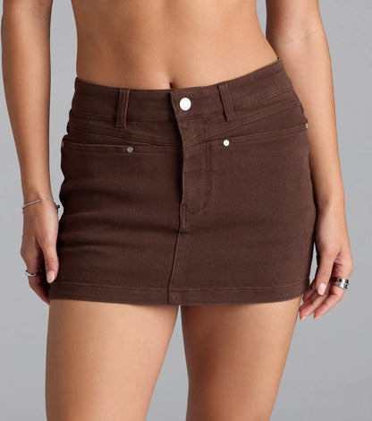 Going Somewhere Mid-Rise Denim Skort