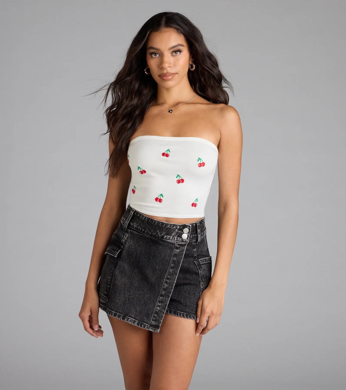 Trending Moment High-Rise Wrap Denim Skort