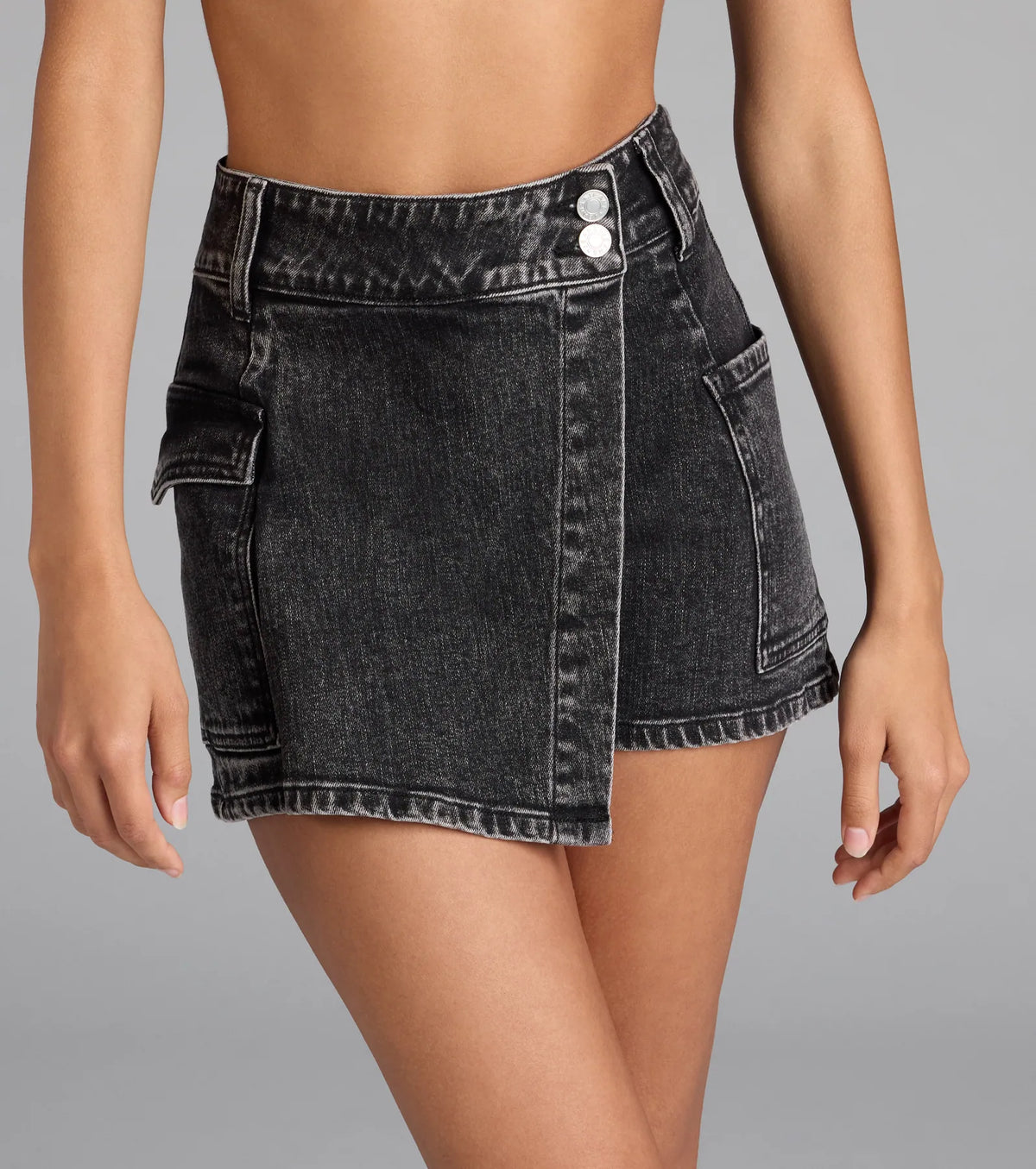 Trending Moment High-Rise Wrap Denim Skort