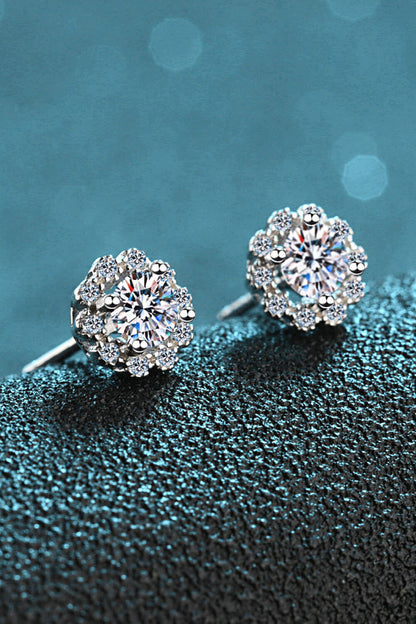 1 Carat Moissanite Floral-Shaped Stud Earrings