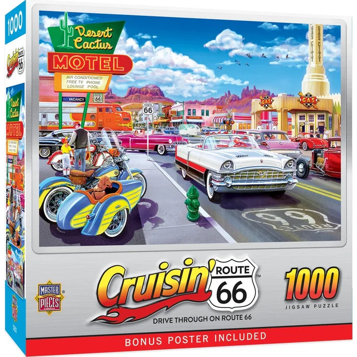 1000 Piece Jigsaw Puzzle - Cruisin Route 66- Drive Through on Route 66 | MasterPieces
