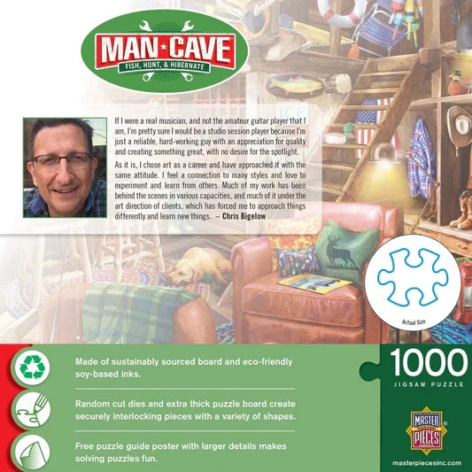 1000 Piece Jigsaw Puzzle - Man Cave- Fish, Hunt, & Hibernate | MasterPieces