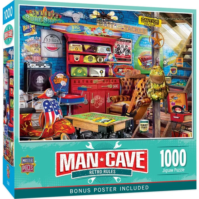 1000 Piece Jigsaw Puzzle - Man Cave- Retro Rules | MasterPieces