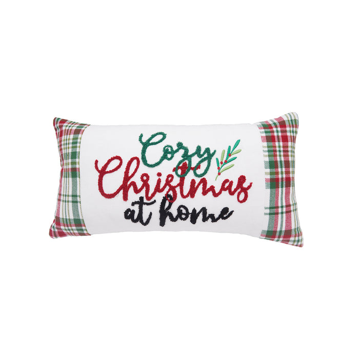 A 10in. x 20in. Cozy Christmas Plaid Pillow.