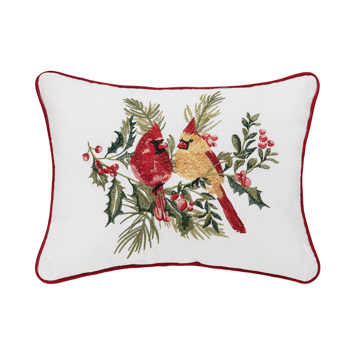 A 12in. x 16in. Cardinal Duo Berry Botanical Pillow.