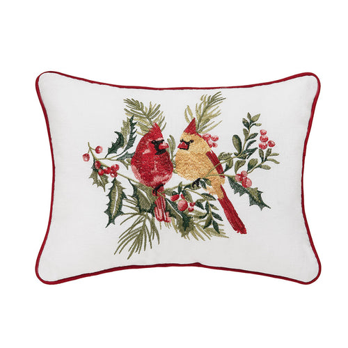 A 12in. x 16in. Cardinal Duo Berry Botanical Pillow.