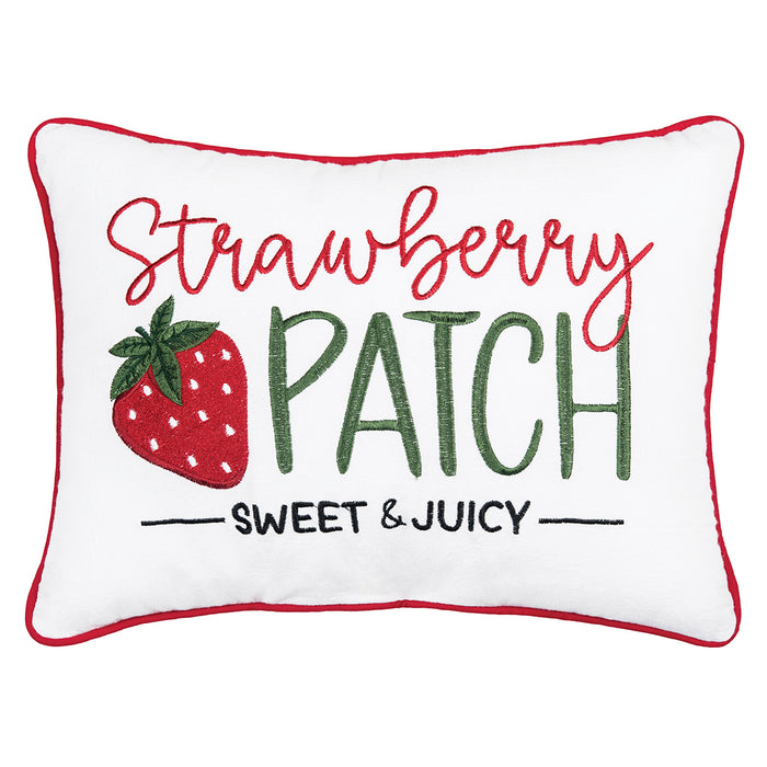 A 12in. x 16in. Strawberry Patch Pillow.
