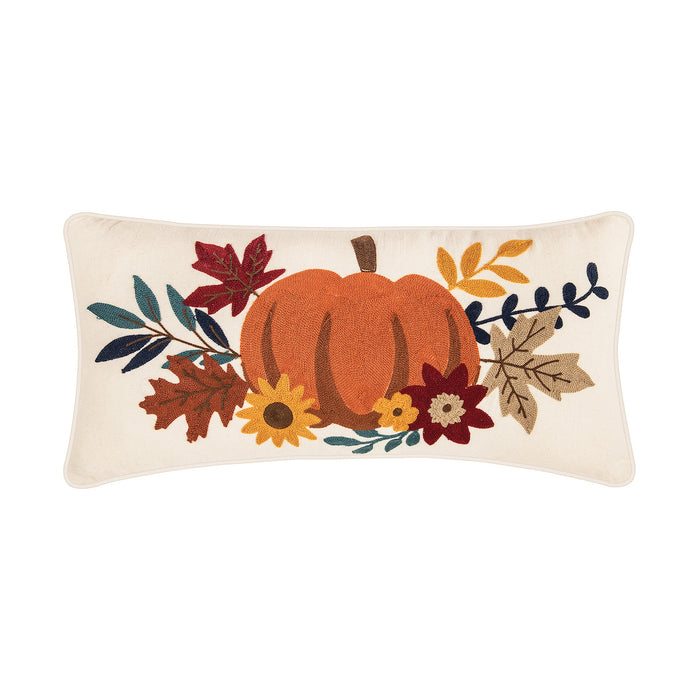 A 12in. x 24in. Autumn Pumpkin Pillow.