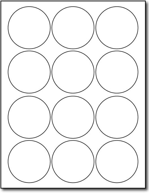 Adhesive 12-Up Round Labels, measure (2 1/2" Round) , compatible  with inkjet and laser, matte both sides