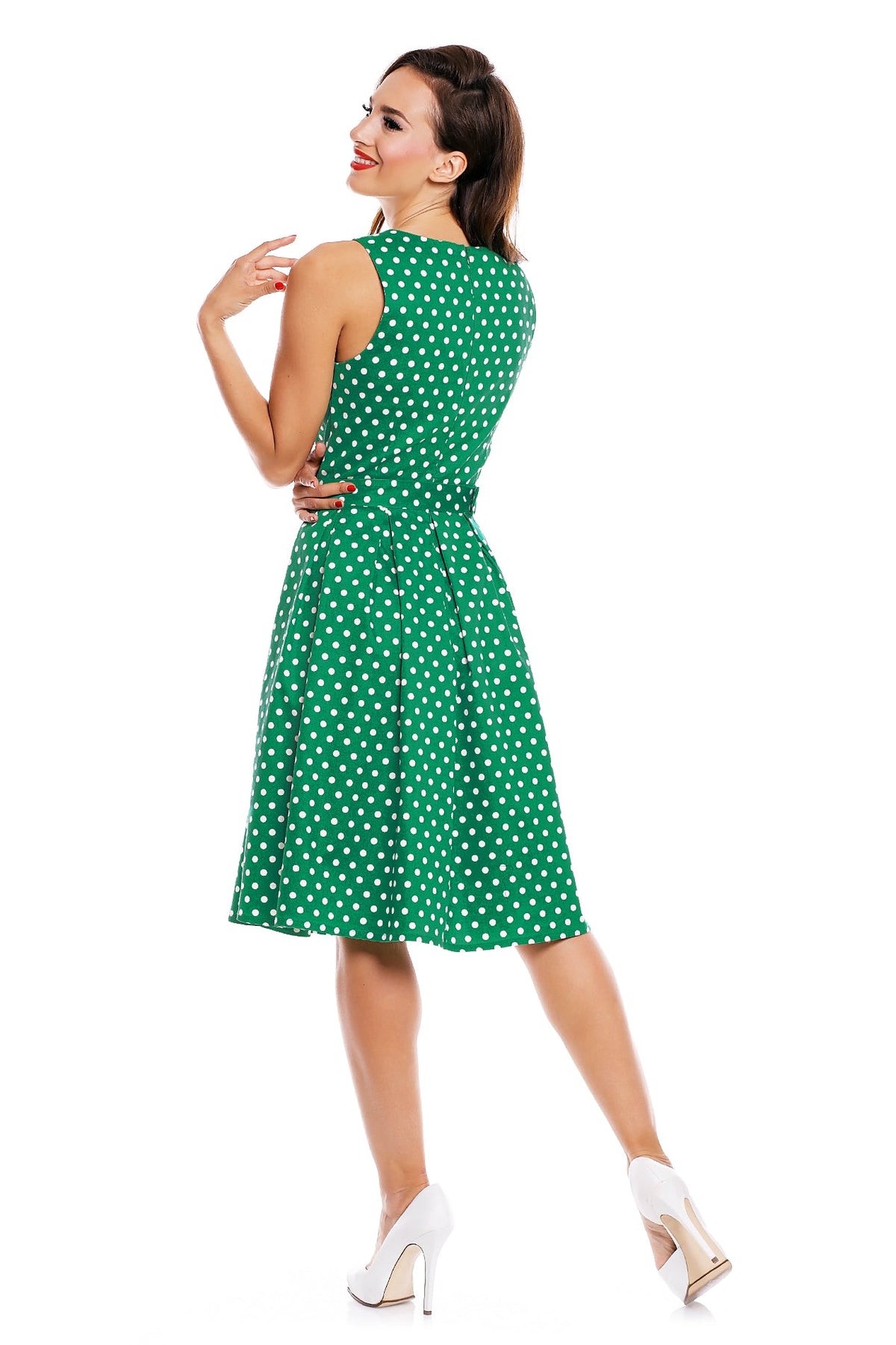 Lola Green Polka Dot Swing Dress