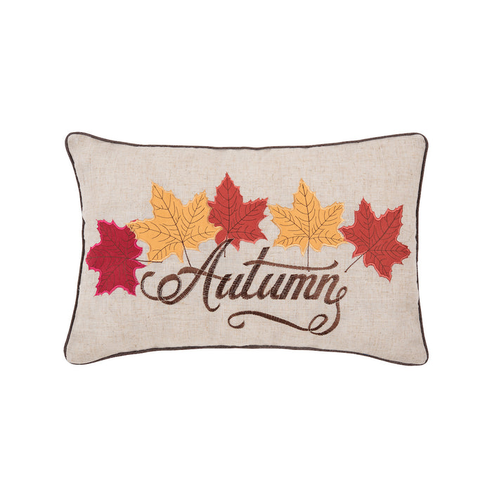 A 14in. x 22in. Autumn Leaves Pillow.
