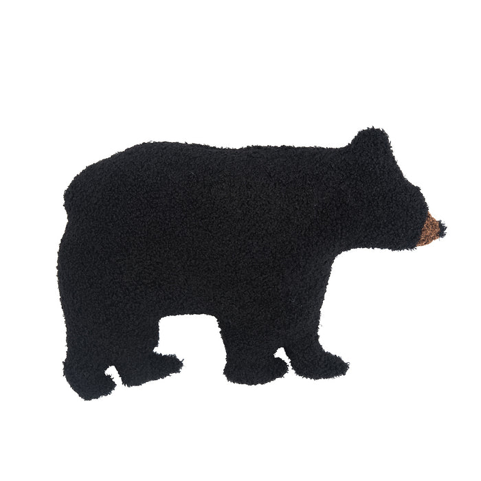 A 18in. x 11in. Black Bear Shaped Pillow.