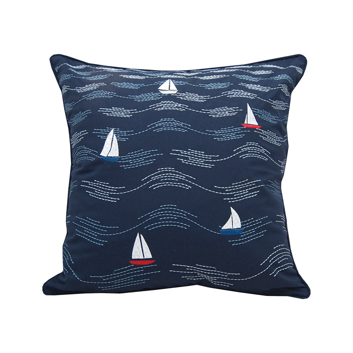 A 18in. x 18in. Cape Series Modern Waves Indoor Outdoor Pillow.