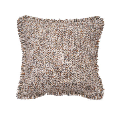 A 18in. x 18in. Cozy Fringed Pillow.