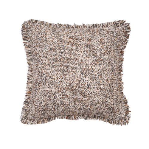 A 18in. x 18in. Cozy Fringed Pillow.