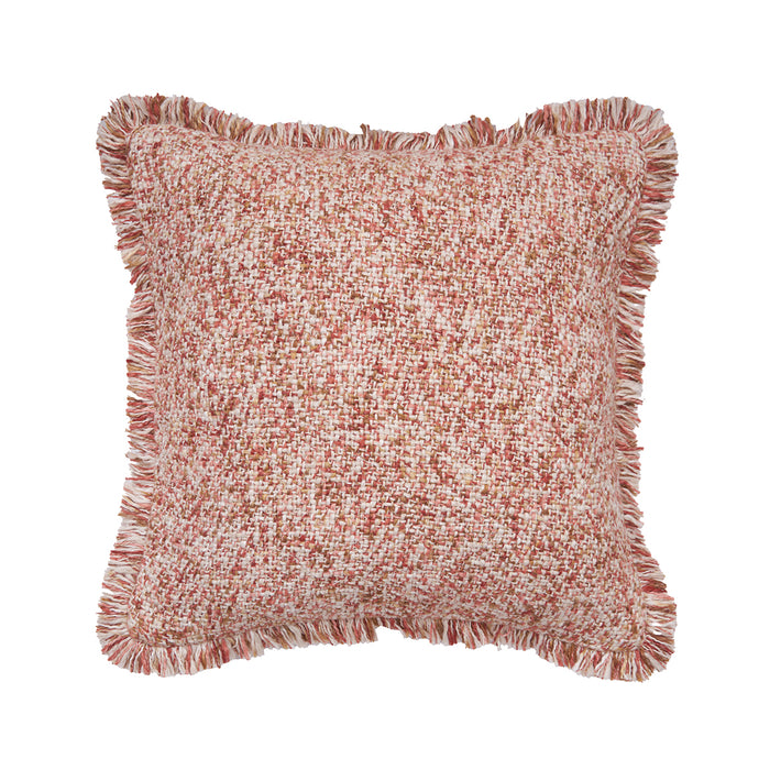A 18in. x 18in. Cozy Fringed Pillow.