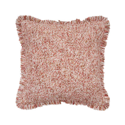 A 18in. x 18in. Cozy Fringed Pillow.