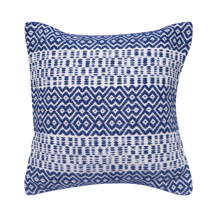 A 18in. x 18in. Pim Diamond Stripe Indoor Outdoor Pillow.